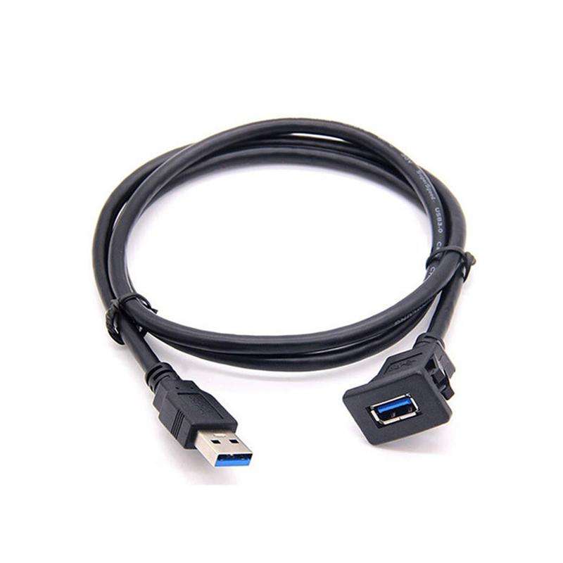 1m Square Snap-On USB3.0 Compatible 2.0 Car Boat Motorcycle Instrument Panel Extension Cable