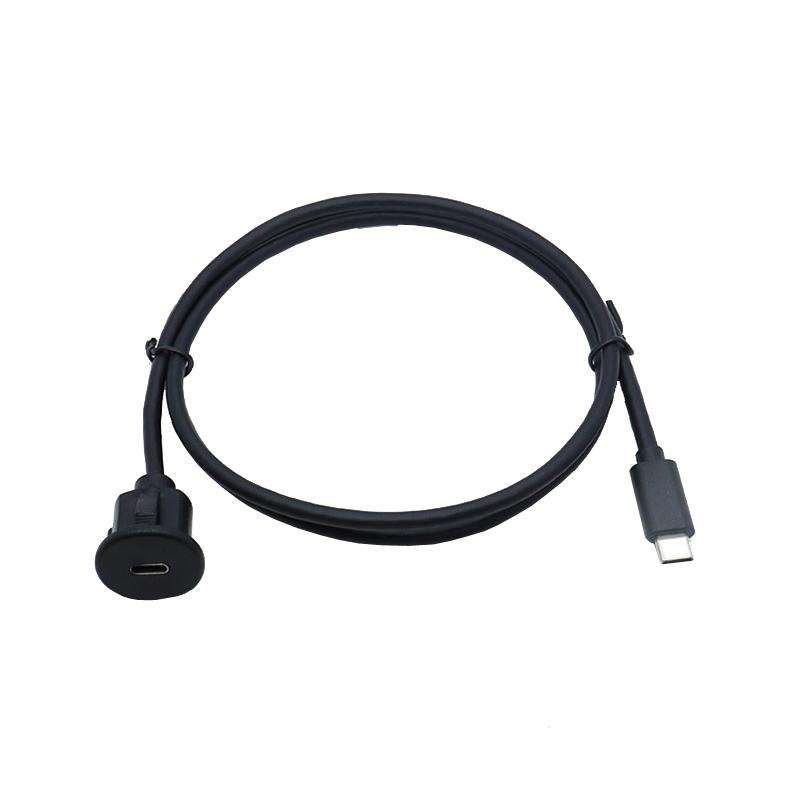 1m Type-C 3.0 Compatible 2.0 USB C Car Waterproof Cable Panel Data Extension Cord