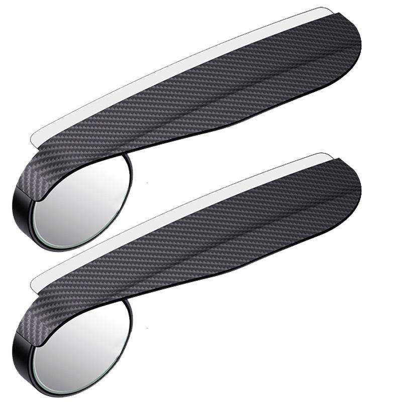 2pcs / Set Car Mirror Reversing Shield Rain Brow 2 In 1 Carbon Fiber Reflective Auxiliary Mirror Cov