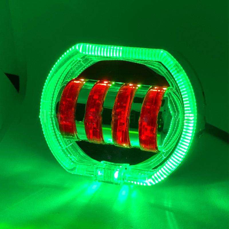 Motorcycle Electric Vehicle General Modification LED Headlight 4 Beads Double Lens Lamps, Style: Gre