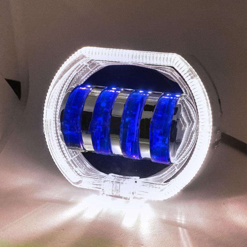 Motorcycle Electric Vehicle General Modification LED Headlight 4 Beads Double Lens Lamps, Style: Whi