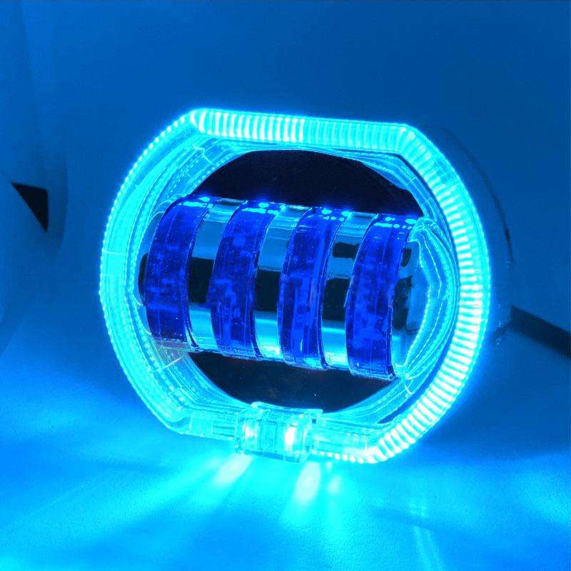 Motorcycle Electric Vehicle General Modification LED Headlight 4 Beads Double Lens Lamps, Style: Ice