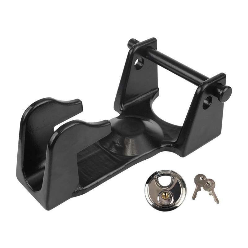 Coupler Gooseneck Hitch Trailer Lock For Heavy Trailer Transporter RV, Color: Black + Key Lock