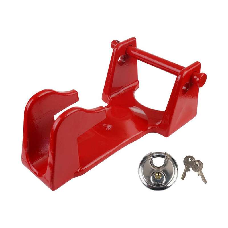 Coupler Gooseneck Hitch Trailer Lock For Heavy Trailer Transporter RV, Color: Red + Key Lock