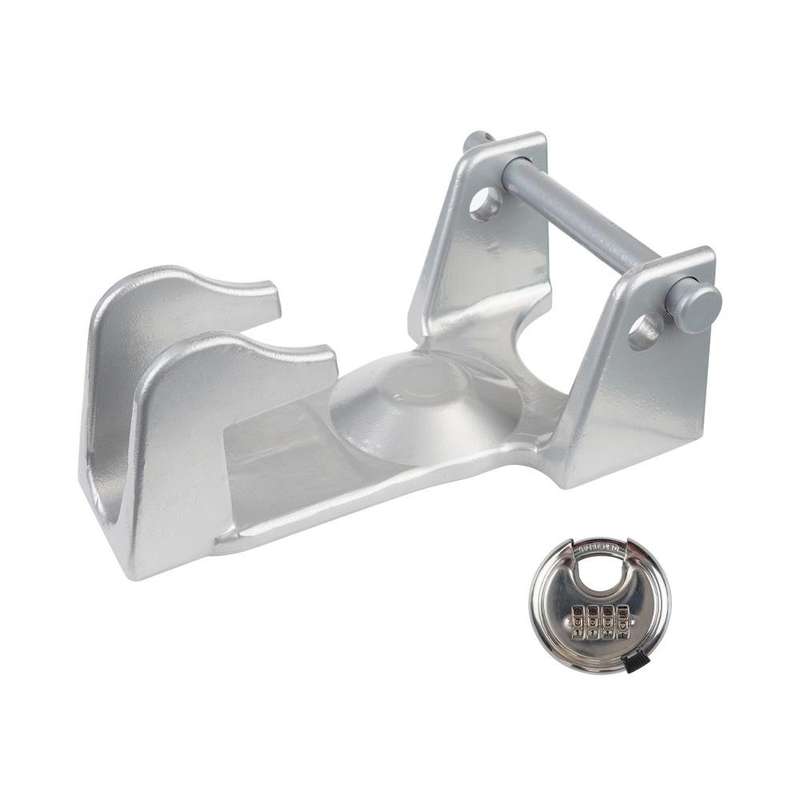 Coupler Gooseneck Hitch Trailer Lock For Heavy Trailer Transporter RV, Color: Silver + Combination L