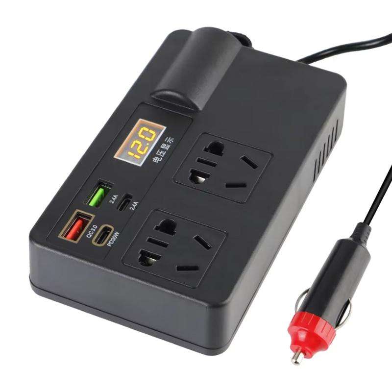 12V24V To 220V Car Multi-Function Inverter Socket Fast Charger(With Digital Display)