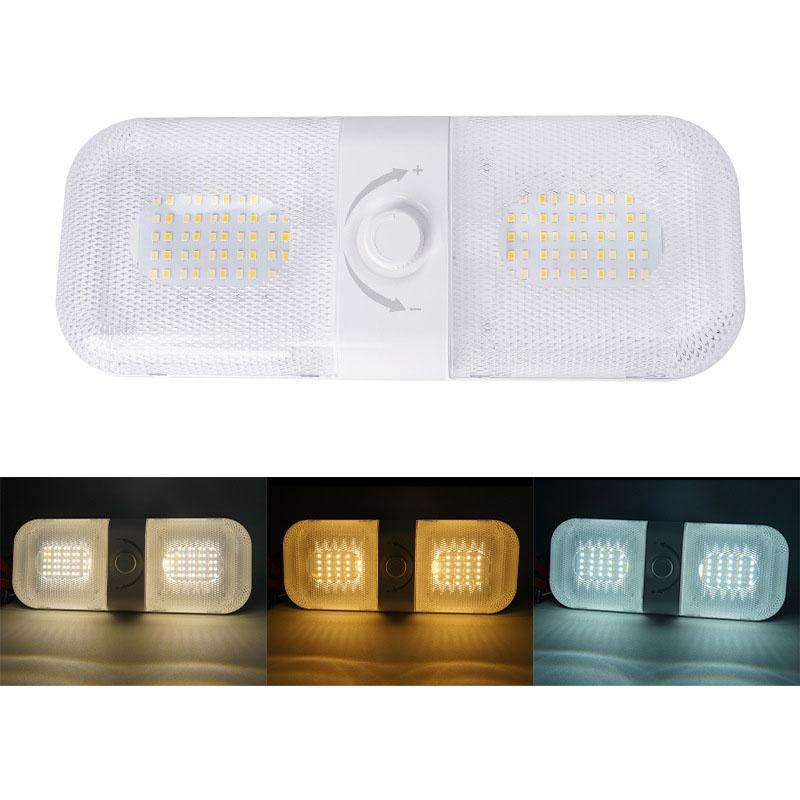 12-24V RV Light 120 LEDs 3-Color Temperature Rotary Button Dimming Roof Light FC01