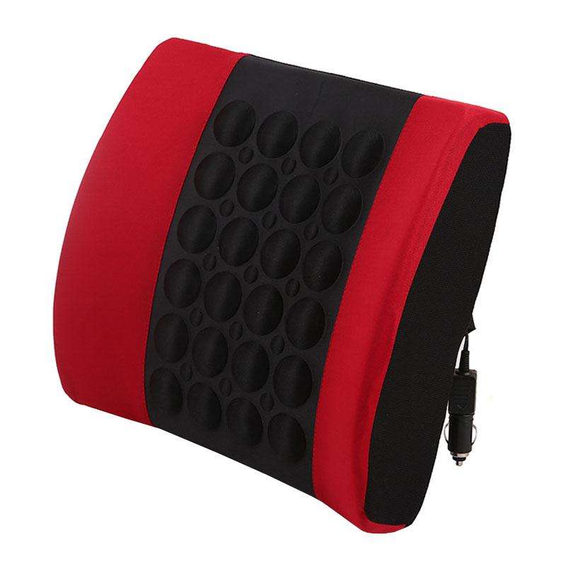 Automotive Universal Electrical Massage Lumbar Cushion Car Lumbar Support Pad(Black And Red)