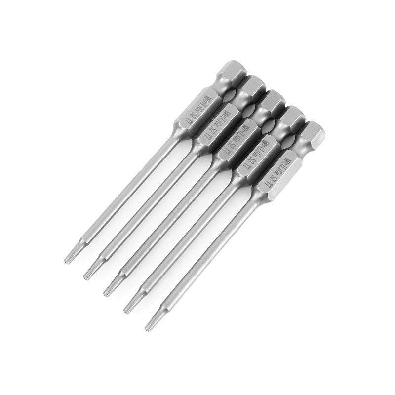 WEILIGU 5pcs 50mm T7 Magnetic S2 Pneumatic Air Bit Electric Drill Plum Blossom Head With Center Hole