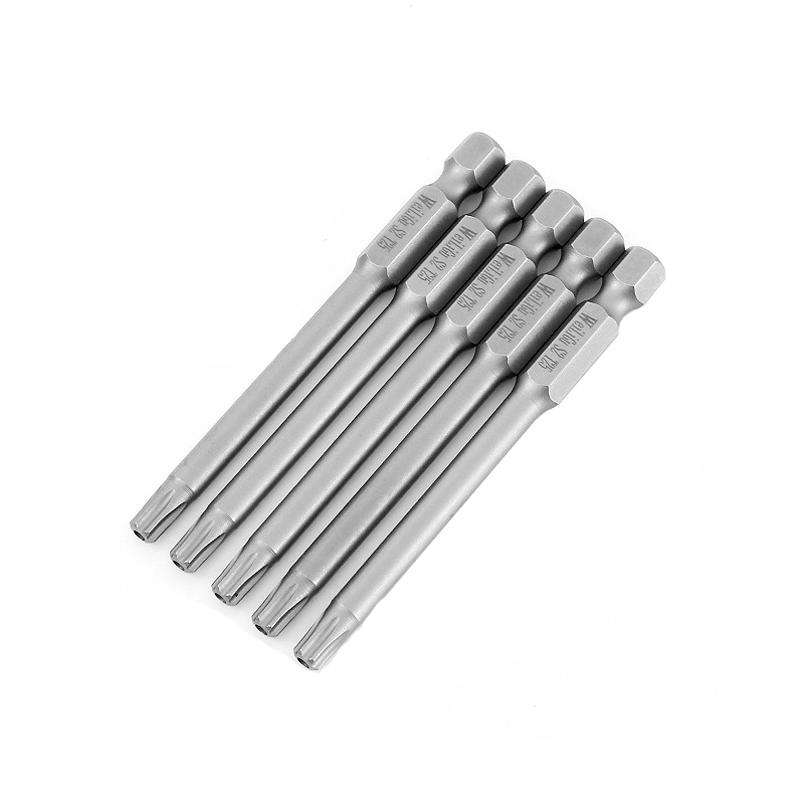 WEILIGU 5pcs 50mm T25 Magnetic S2 Pneumatic Air Bit Electric Drill Plum Blossom Head With Center Hol