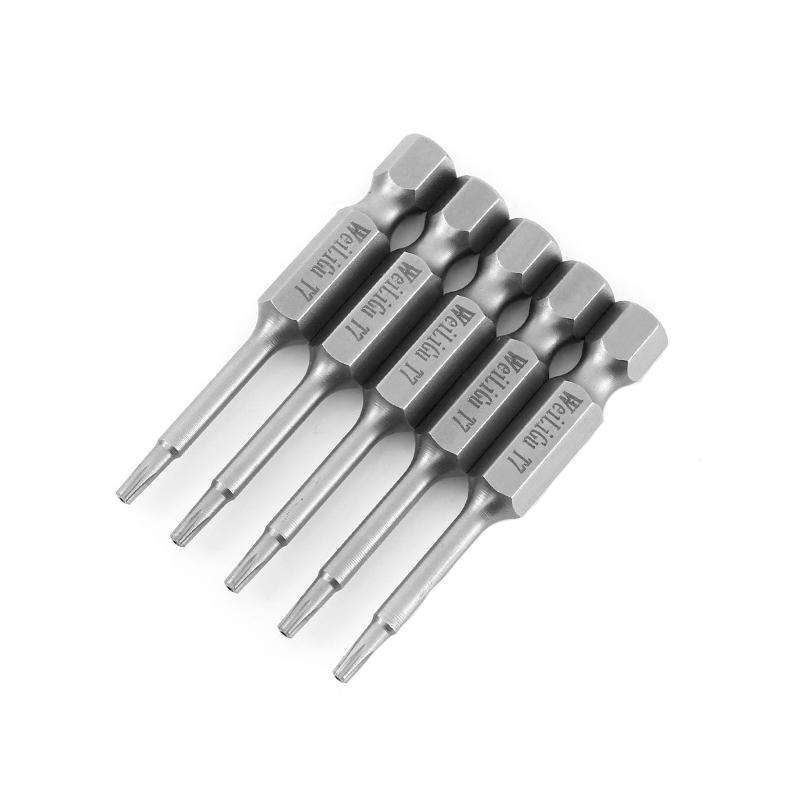 WEILIGU 5pcs 75mm T7 Magnetic S2 Pneumatic Air Bit Electric Drill Plum Blossom Head With Center Hole