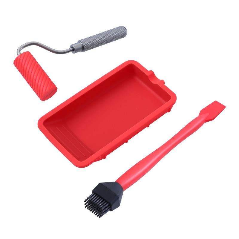 ZH9217-1 Glue Tray Brush Tool Silicone Case Roller Brush Reusable Paint Tray Woodworking Glue Contai