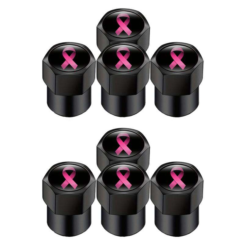 2 Sets Car Modification Aluminum Tire Valve Caps, Style: Colorful Ribbon