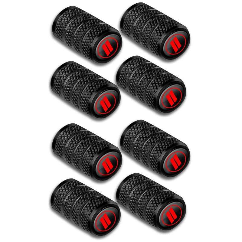 2 Sets Car Modification Aluminum Tire Valve Caps, Style: Red Strip Grid