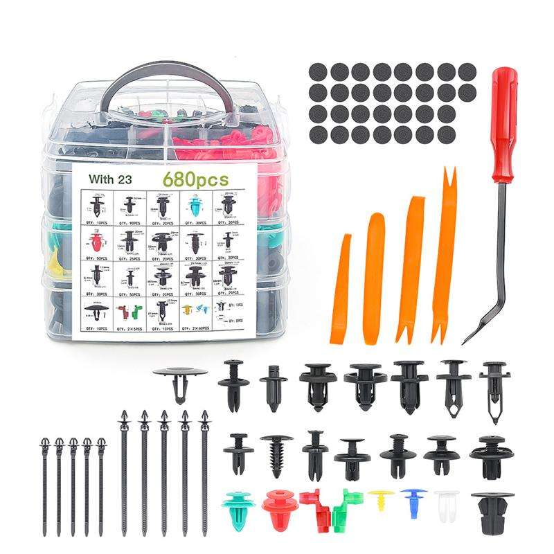 680pcs /Set Car Retainer Clips Fasteners Remover Kit Automotive Clips Set