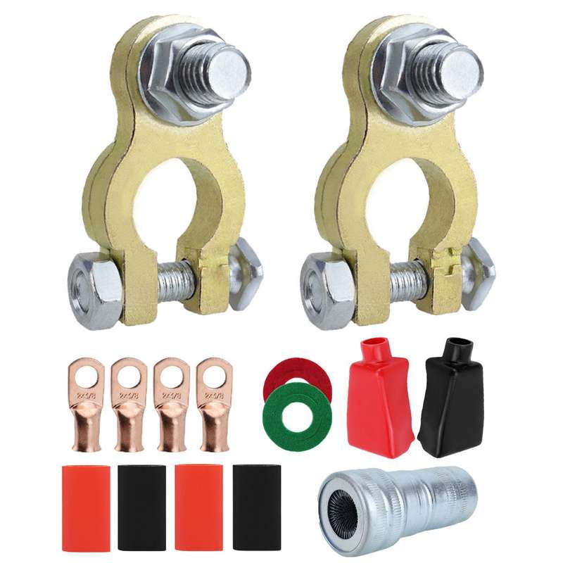 M10 RV Yacht Battery Zinc Alloy Battery Terminal Wiring Clip, Specifications: Set 2 With Brush