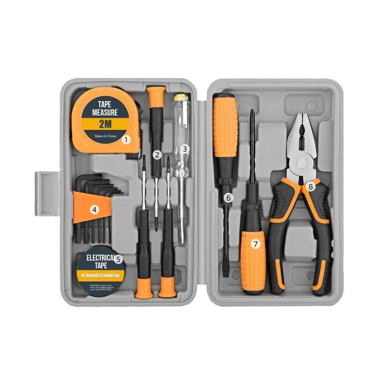 Multifunctional Home Hardware Tools Repair Hand Toolbox Combination Set, Style: 15pcs /Set Yellow