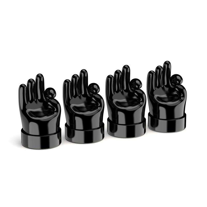 4pcs /Set Car Gesture Valve Tire Decorative Rubber Cap, Color: Black OK