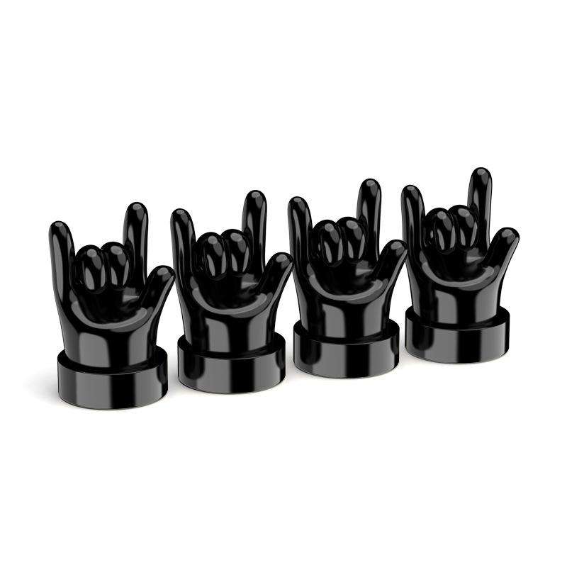 4pcs /Set Car Gesture Valve Tire Decorative Rubber Cap, Color: Black Rock