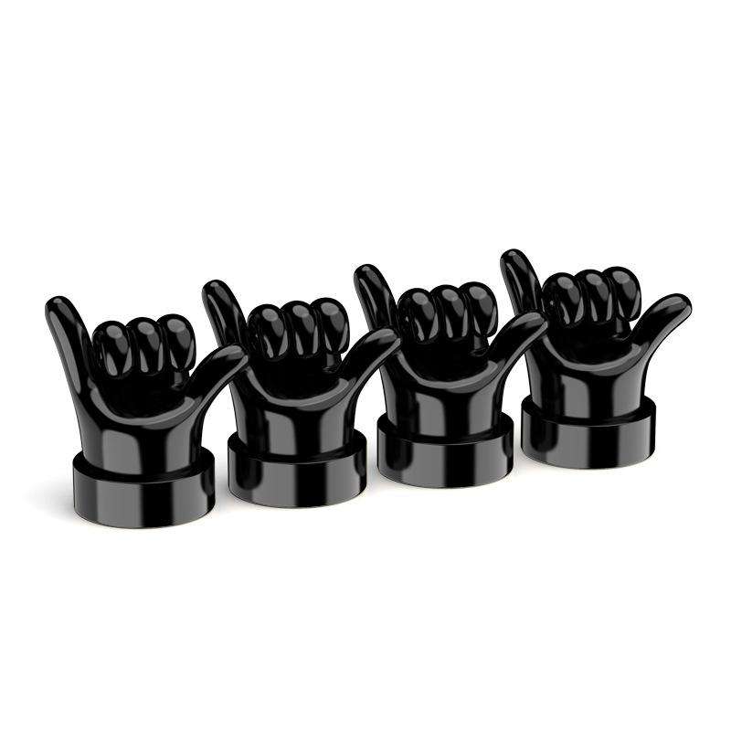 4pcs /Set Car Gesture Valve Tire Decorative Rubber Cap, Color: Black Six