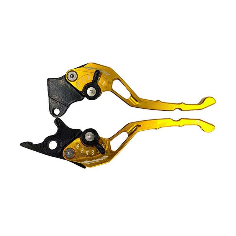 1pair TJSB-032 Aluminum Alloy Left Drum Right Disc Handle Brake Clutch Horn Handlebar Lever(Gold)