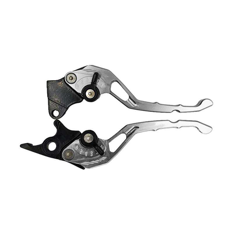 1pair TJSB-032 Aluminum Alloy Left Drum Right Disc Handle Brake Clutch Horn Handlebar Lever(Silver)
