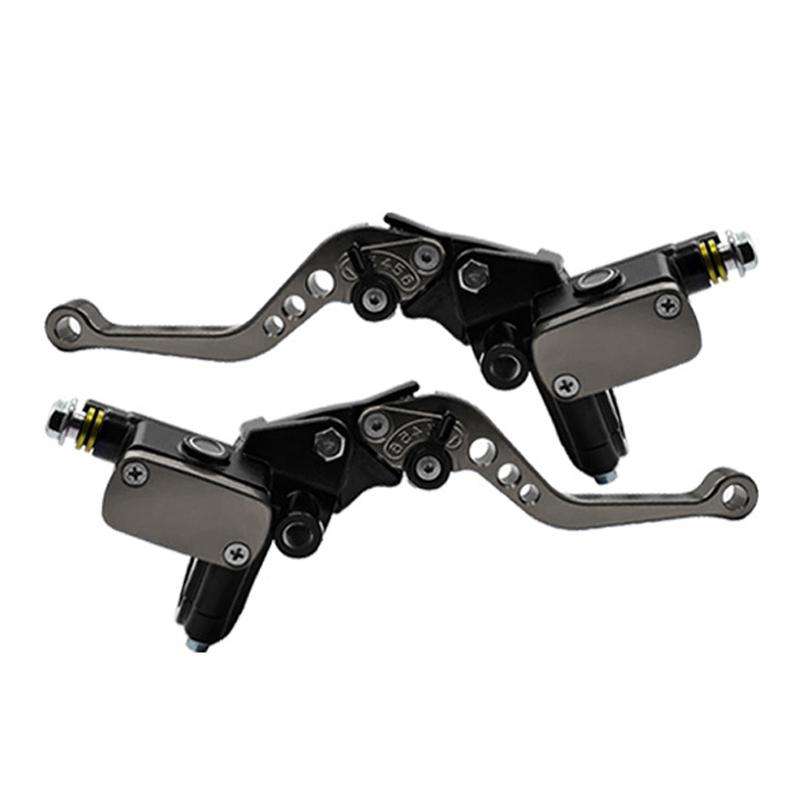 1pair Universal Aluminum Alloy Left and Right Hydraulic Clutch Motorcycle Brake Pump(Titanium)