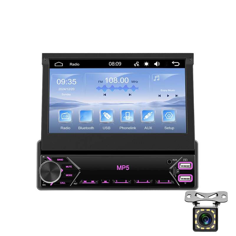 7 inch Universal Manual Retractable Screen Car MP5 Player Car Center Control All-in-One Wired Carpla