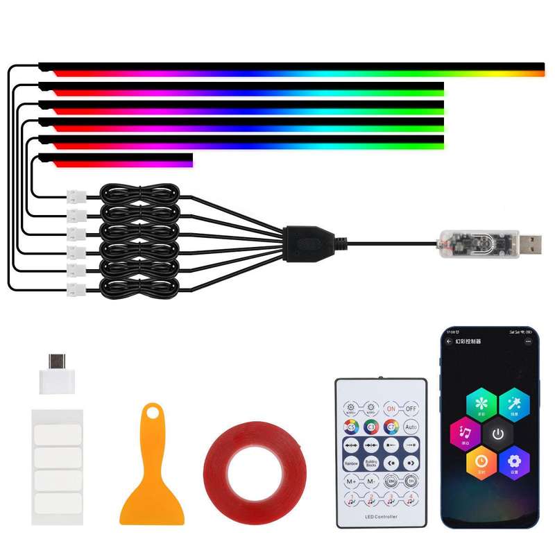3 Control App Remote Control Colorful Car Interior Ambient Lighting Modified LED Acrylic USB Car Amb