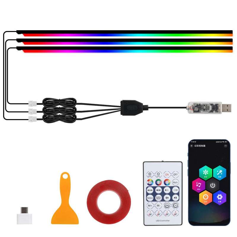 3 Control App Remote Control Colorful Car Interior Ambient Lighting Modified LED Acrylic USB Car Amb