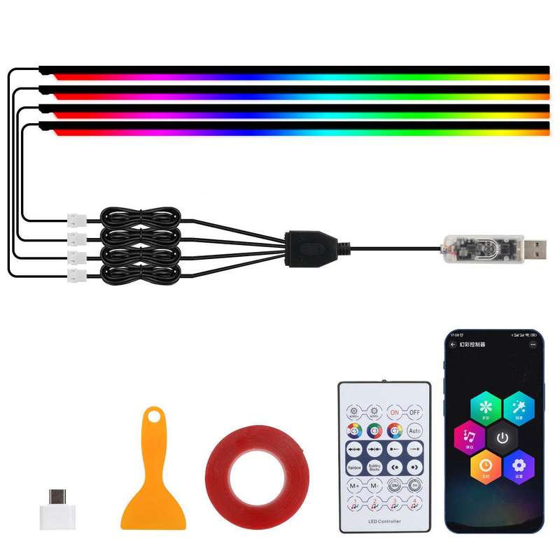 3 Control App Remote Control Colorful Car Interior Ambient Lighting Modified LED Acrylic USB Car Amb