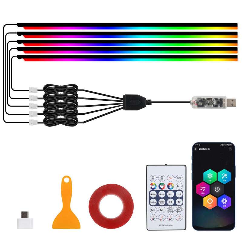 3 Control App Remote Control Colorful Car Interior Ambient Lighting Modified LED Acrylic USB Car Amb