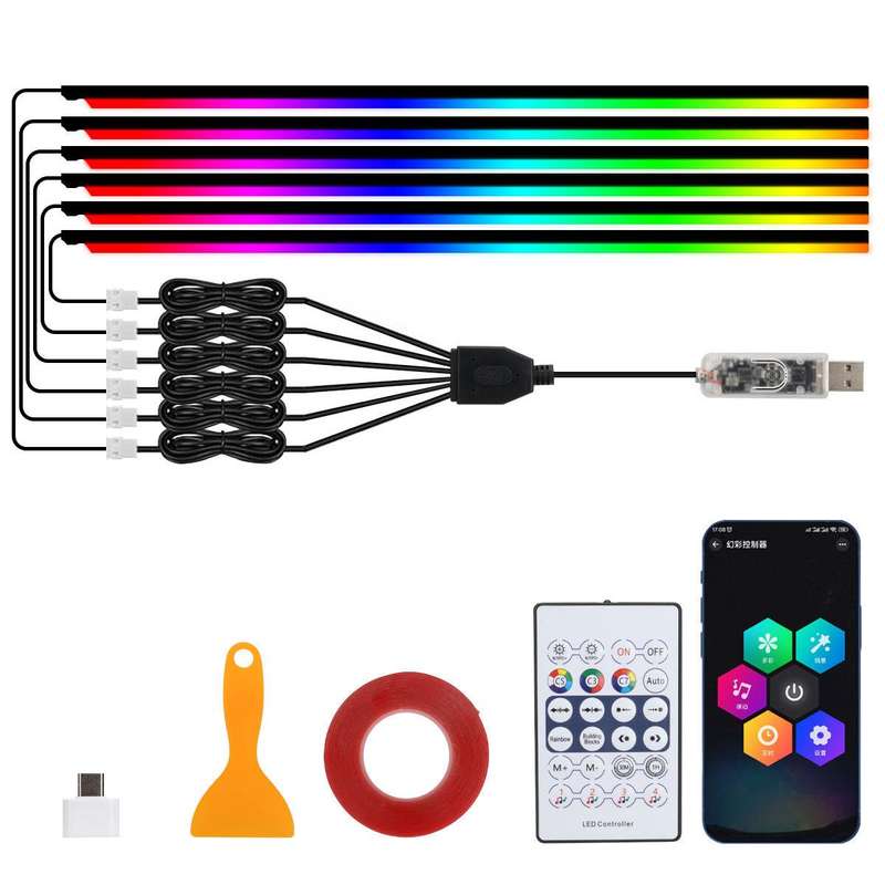 3 Control App Remote Control Colorful Car Interior Ambient Lighting Modified LED Acrylic USB Car Amb