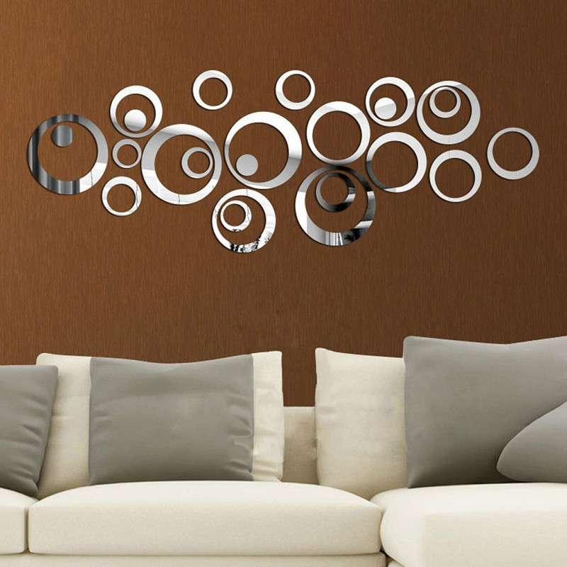 24 PCS 3D DIY Circles Decoration Mirror Wall Stickers for TV Background Home Decor Acrylic Decor Wal