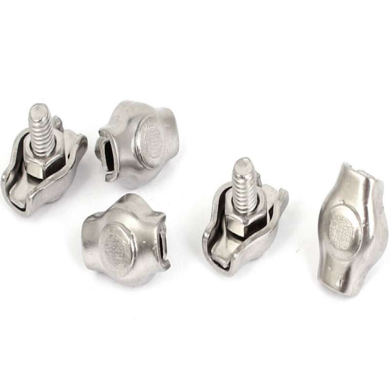 5 PCS 304 Stainless Steel Plate Single Clip Double Clamp Wire Rope Clamp, Specification:M2, Style:Si