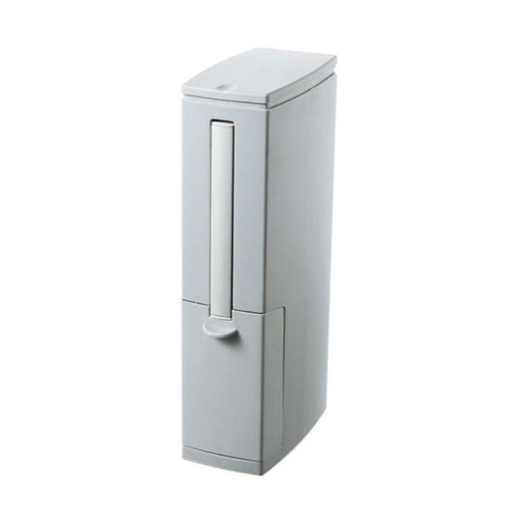 Bathroom Toilet Toilet Brush Integrated Pressing Open Lid Square Trash Can Set with Brush(White)
