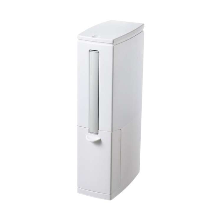 Bathroom Toilet Toilet Brush Integrated Pressing Open Lid Square Trash Can Set with Brush(White)