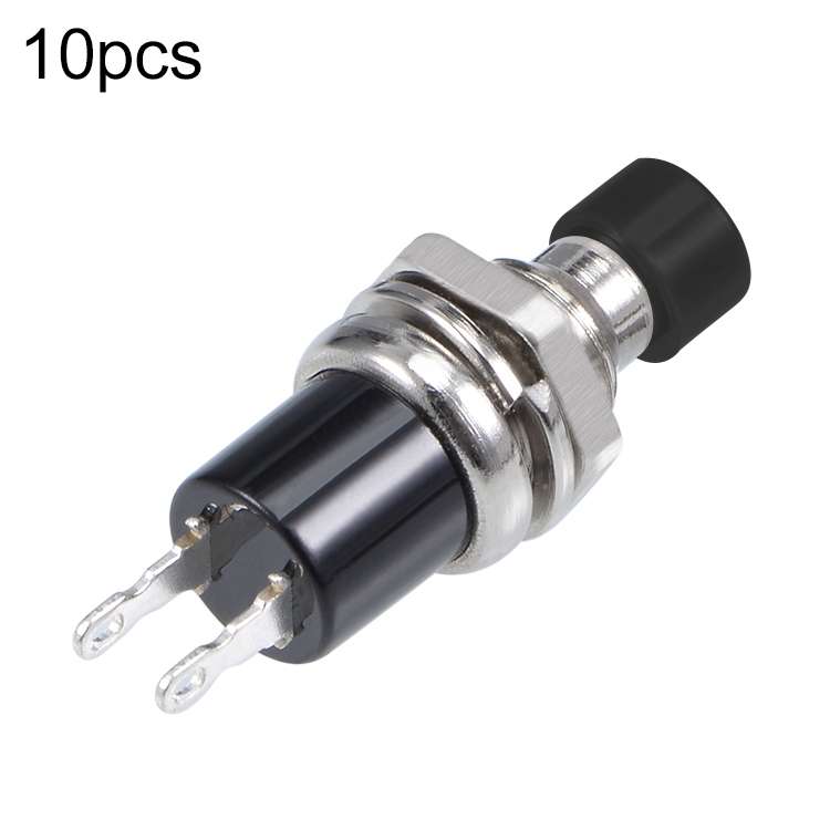 10 PCS 7mm Thread Multicolor 2 Pins Momentary Push Button Switch(White)