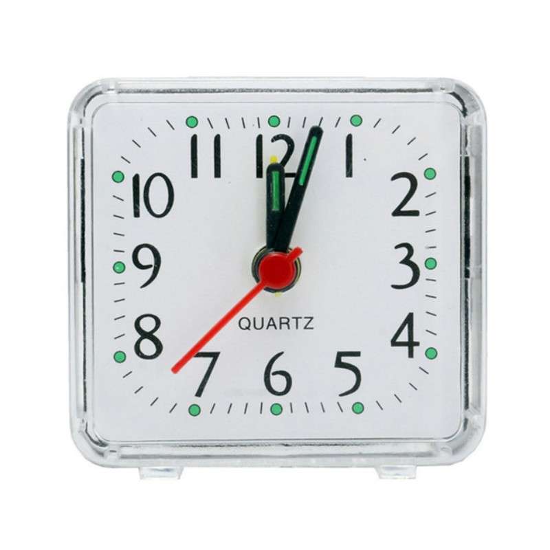 Square Alarm Clock Transparent Case Compact Digital Mini Bedroom Bedside Office Electronic Clock(Whi