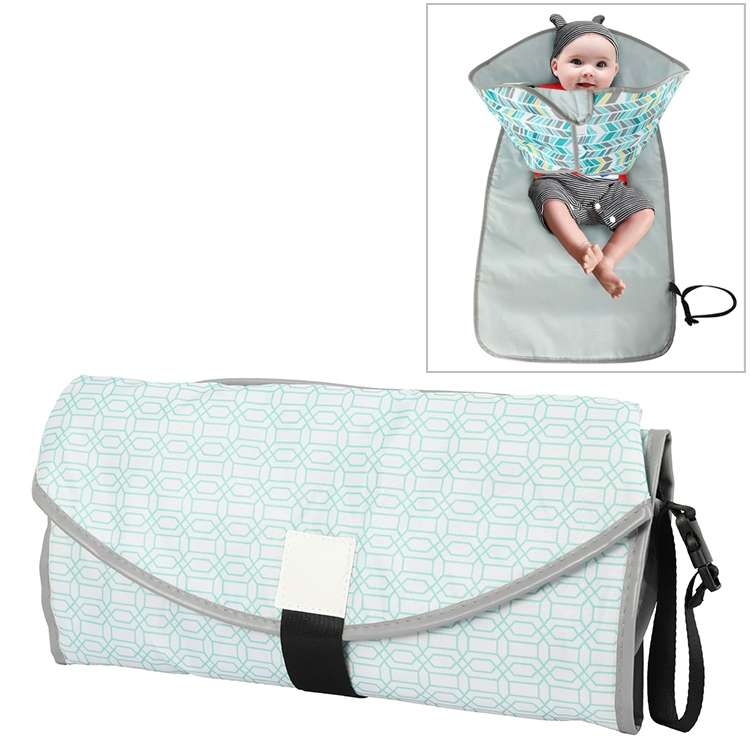 Baby Changing Diaper Pad Portable Folding Waterproof Nursing Pad, Size:One size(Yellow geometry)