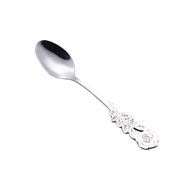 Small Mini Stainless Steel Rose Flower Coffee Spoon Strring Spoon Teaspoon Tea Spoon Dessert Spoon L