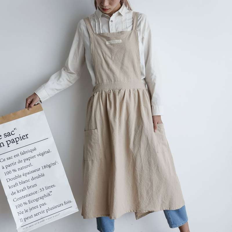 Cotton Simple Home Woman Apron(Oat)
