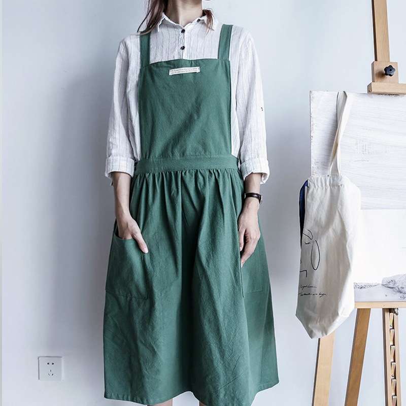 Cotton Simple Home Woman Apron(Oat)
