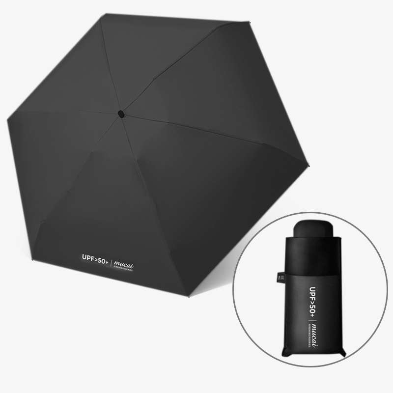 Mini Portable Umbrella Rain Women Windproof Durable 5 Folding Sun Umbrellas(Pink)