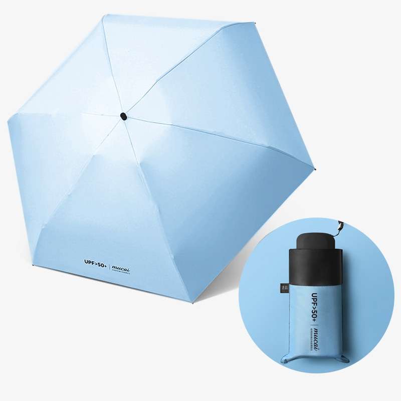 Mini Portable Umbrella Rain Women Windproof Durable 5 Folding Sun Umbrellas(Pink)