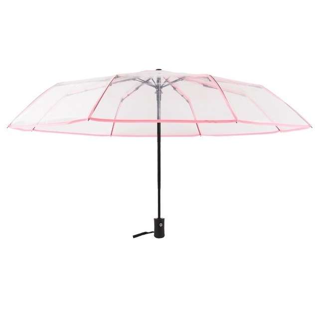 Creative Transparent Folding Umbrella 8 Bones Automatic Umbrella(Black)