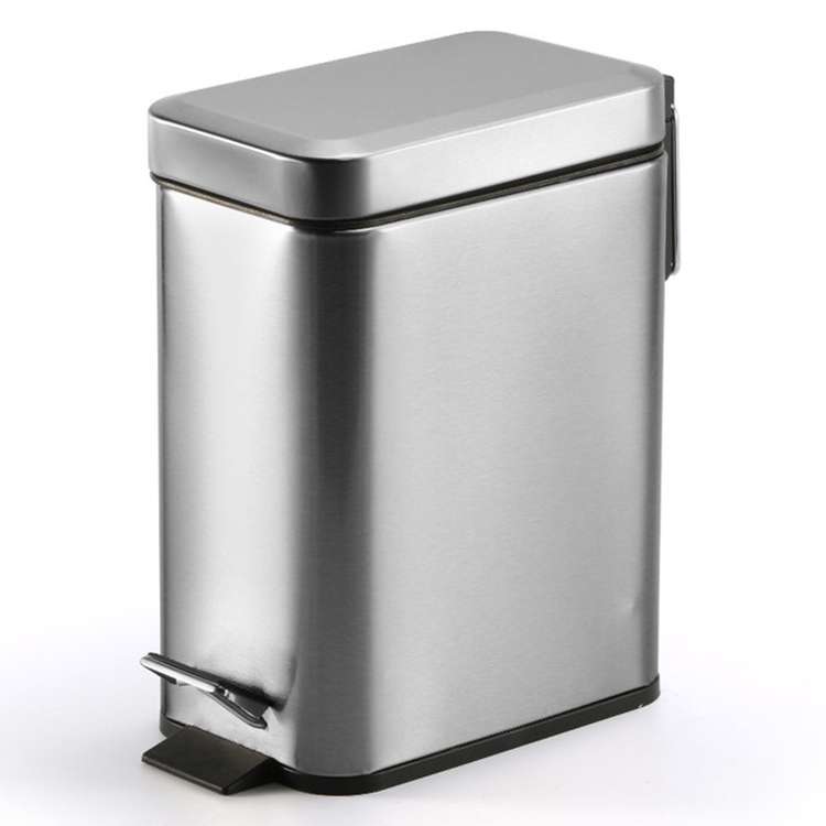 Household Stainless Steel Foot Pedal Small Rectangular Trash Can(Pink)