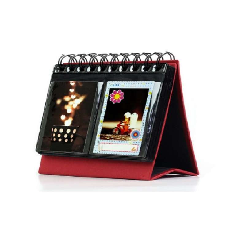 Calendar Style Desktop Standing Brand Name Folder Mini Desk 3 inch 68 Photos Album Book(Pink)