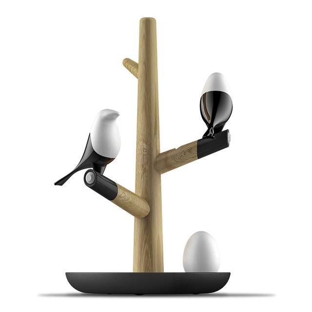Lucky Bird LED Night Table Lamp Wood Base Intelligent Motion Sensor Living Room Bedroom Desk Light(2