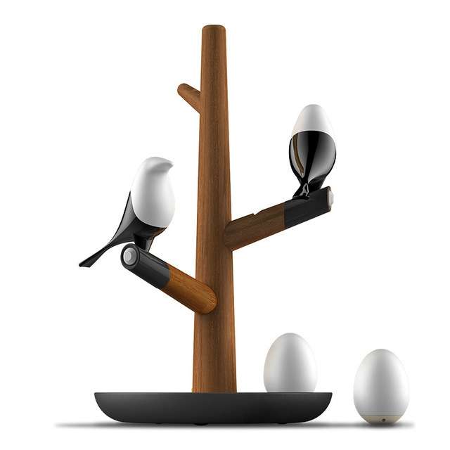 Lucky Bird LED Night Table Lamp Wood Base Intelligent Motion Sensor Living Room Bedroom Desk Light(2
